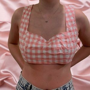 Pink gingham crop top
